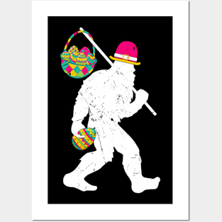 Easter Bigfoot Eggs Basket Posters and Art